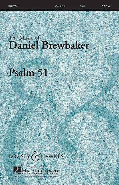 Brewbaker, Daniel: Psalm 51&nbsp;&nbsp;für gemischter Chor (SATB) und Orgel&nbsp;&nbsp;Chorpartitur