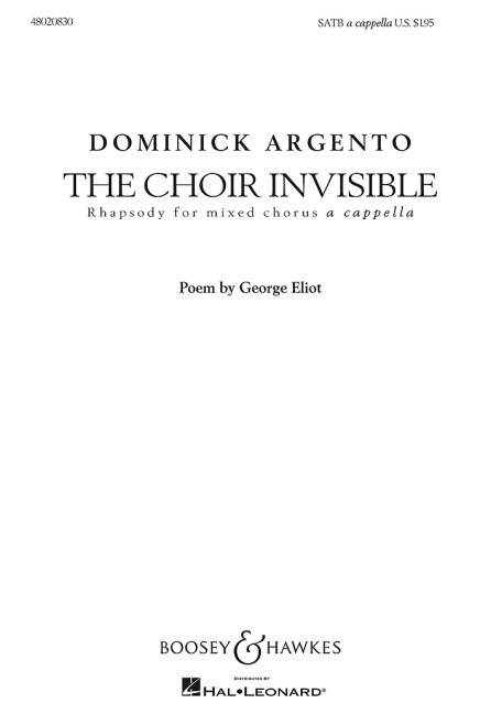 The Choir Invisible&nbsp;&nbsp;für gemischter Chor (SATB) a capella&nbsp;&nbsp;Chorpartitur