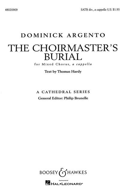 The Choirmaster's Burial&nbsp;&nbsp;für gemischter Chor (SATB) a cappella&nbsp;&nbsp;Chorpartitur