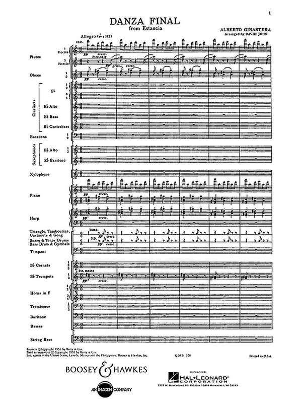 Danza Final op. 8 QMB 328  für Blasorchester  Partitur