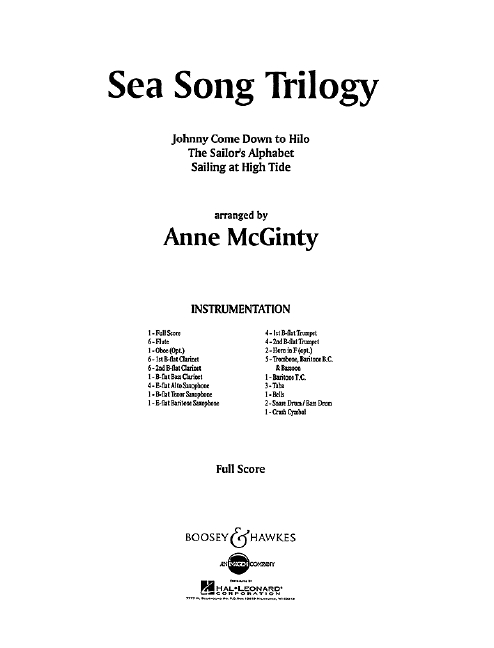 McGinty, Anne, Sea Song Trilogy&nbsp;&nbsp;für Blasorchester&nbsp;&nbsp;Partitur