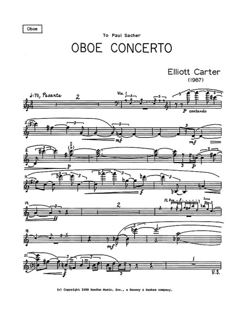 Konzert  für Oboe und Orchester  Oboe solo