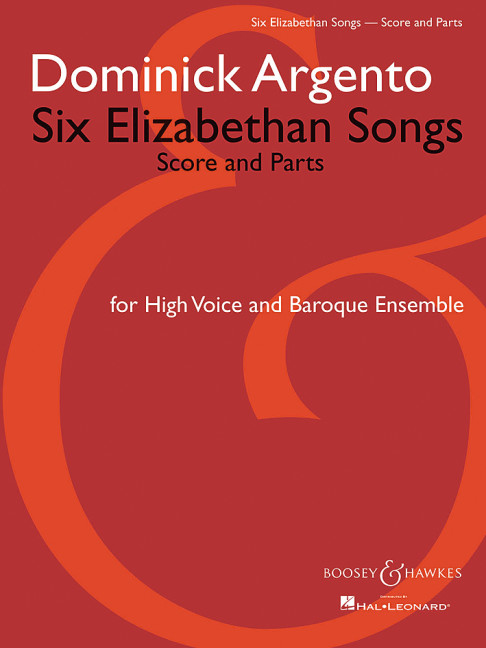6 Elizabethan Songs&nbsp;&nbsp;for high voice, flute, oboe, violin, violoncello and harpsichord&nbsp;&nbsp;score and parts