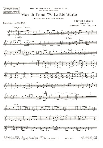 Marsch aus A little Suite&nbsp;&nbsp;für 2 Sopranblockflöten und Klavier&nbsp;&nbsp;Spielpartitur Sopranblockflöten