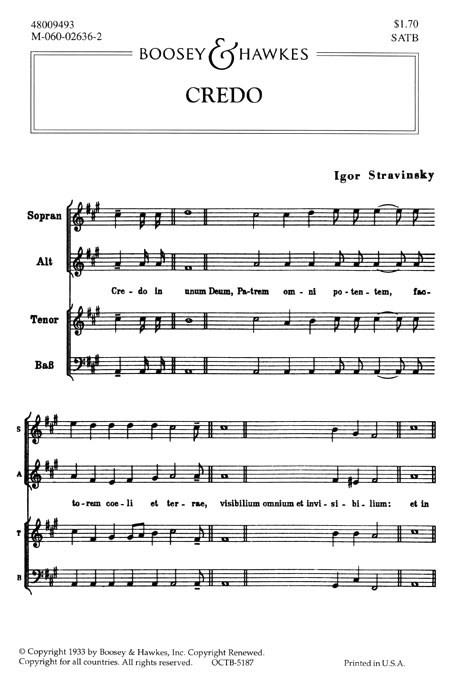 Credo&nbsp;&nbsp;für gemischter Chor (SATB) a cappella&nbsp;&nbsp;Chorpartitur