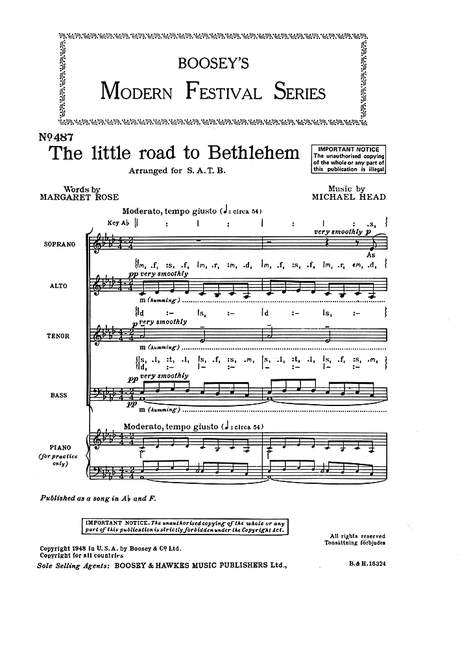 The little road to Bethlehem  für gemischter Chor (SATB) a cappella  Chorpartitur