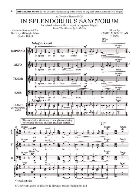 In splendoribus sanctorum&nbsp;&nbsp;for mixed chorus, trumpet (organ)&nbsp;&nbsp;score and instrumental part