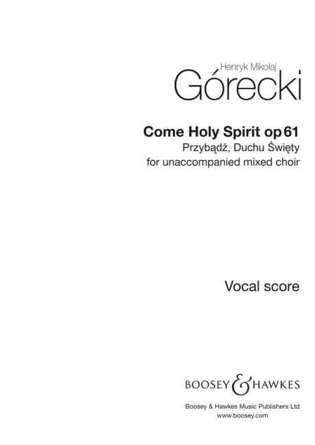 Przybadz Duchu Swiety op.61  for mixed chorus a cappella  score (pol)