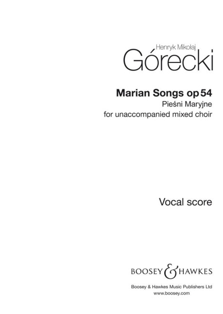 Marian Songs op. 54  für gemischter Chor (SATB) a cappella  Chorpartitur