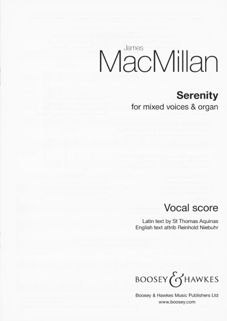Serenity&nbsp;&nbsp;für gemischter Chor (SATB) und Orgel&nbsp;&nbsp;Chorpartitur