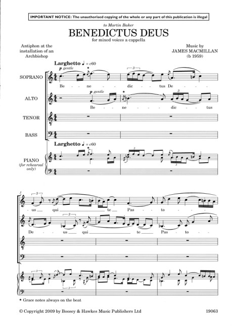 Benedictus Deus  für gemischter Chor (SATB) a cappella  Chorpartitur