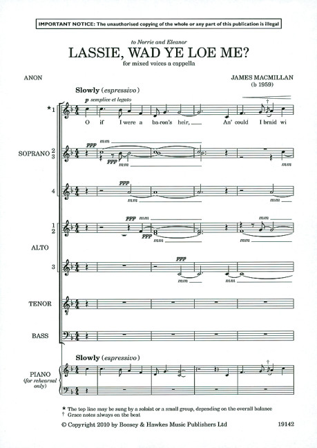 Lassie, wad ye loe me?&nbsp;&nbsp;für gemischter Chor (SSSSAAATB) a cappella&nbsp;&nbsp;Chorpartitur