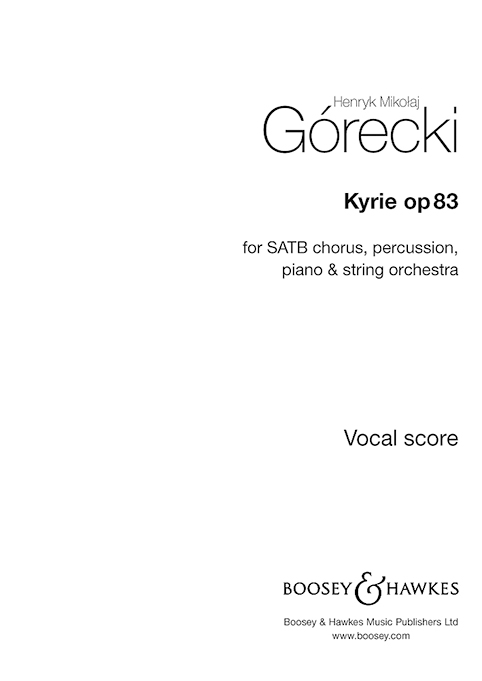 Kyrie op.83  für gem Chor, Schlagwerk, Klavier und Streichorchester  Chorpartitur