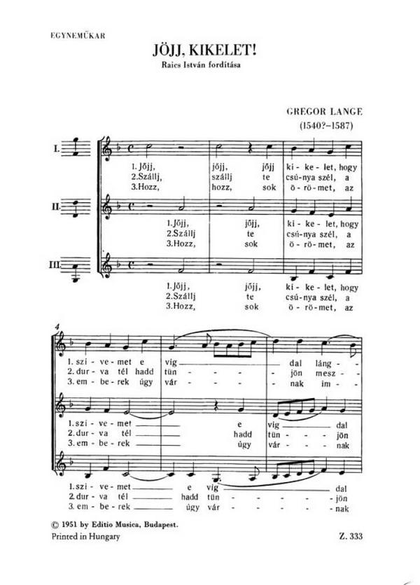 Jöjj, kikelet&nbsp;&nbsp;&nbsp;&nbsp;Upper Voices