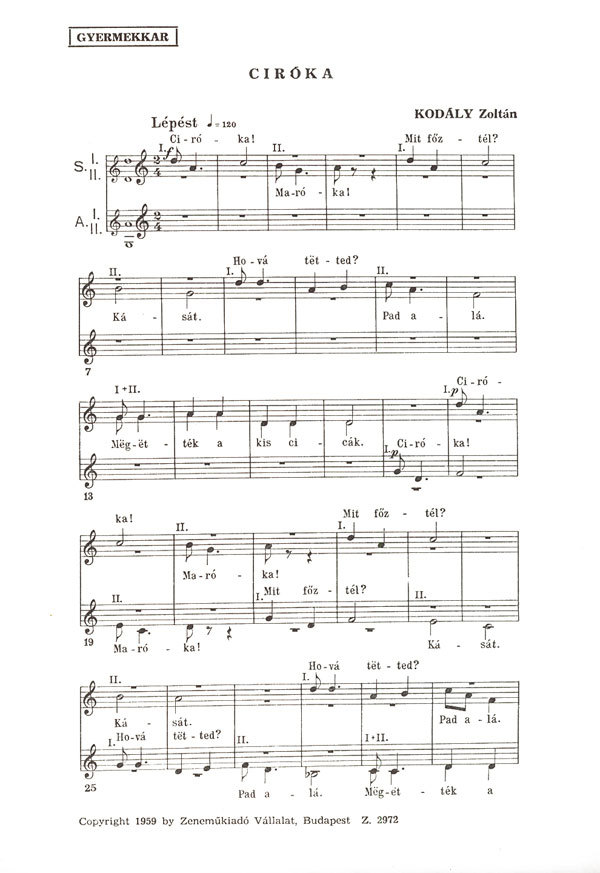 Kodály Zoltán Ciróka&nbsp;&nbsp;&nbsp;&nbsp;Children's Choir