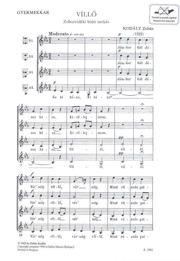 Kodály Zoltán Villö - The Straw Guy&nbsp;&nbsp;&nbsp;&nbsp;Upper Voices