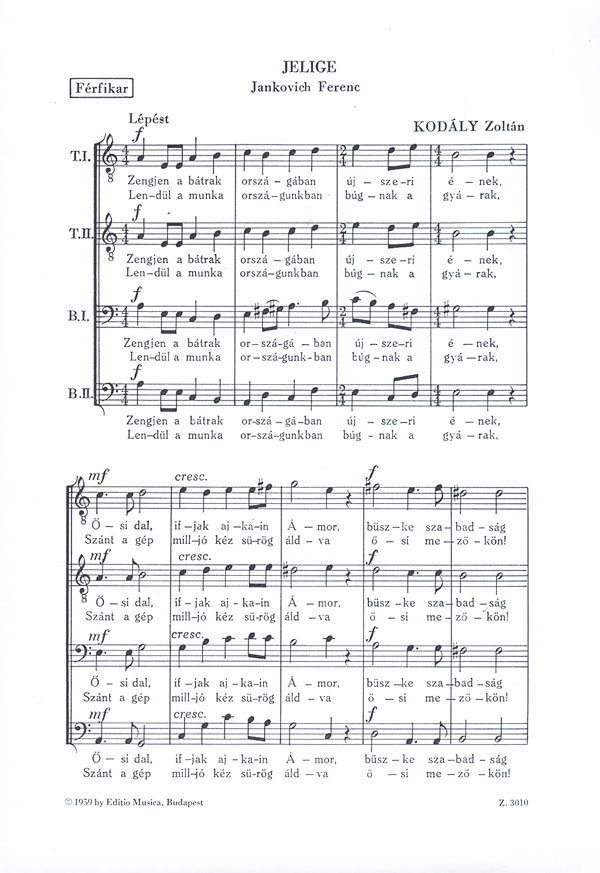 Kodály Zoltán Epigraph&nbsp;&nbsp;&nbsp;&nbsp;Lower Voices