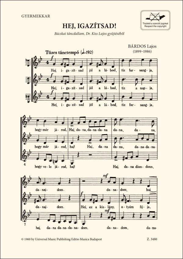 Hej igazítsad for children's chorus a cappella  score (ung)  