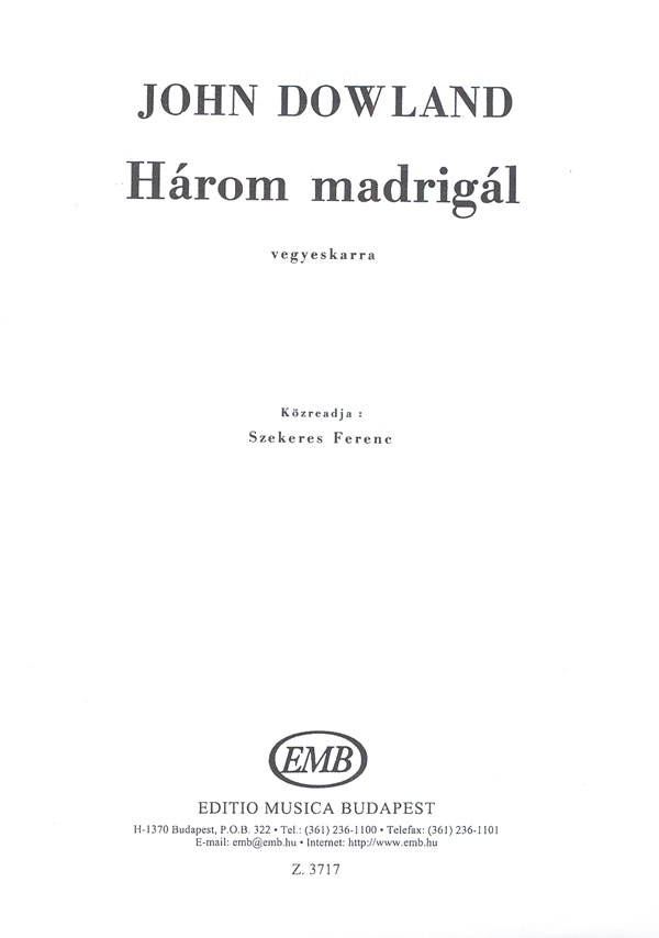 Three Madrigals&nbsp;&nbsp;&nbsp;&nbsp;Mixed Voices