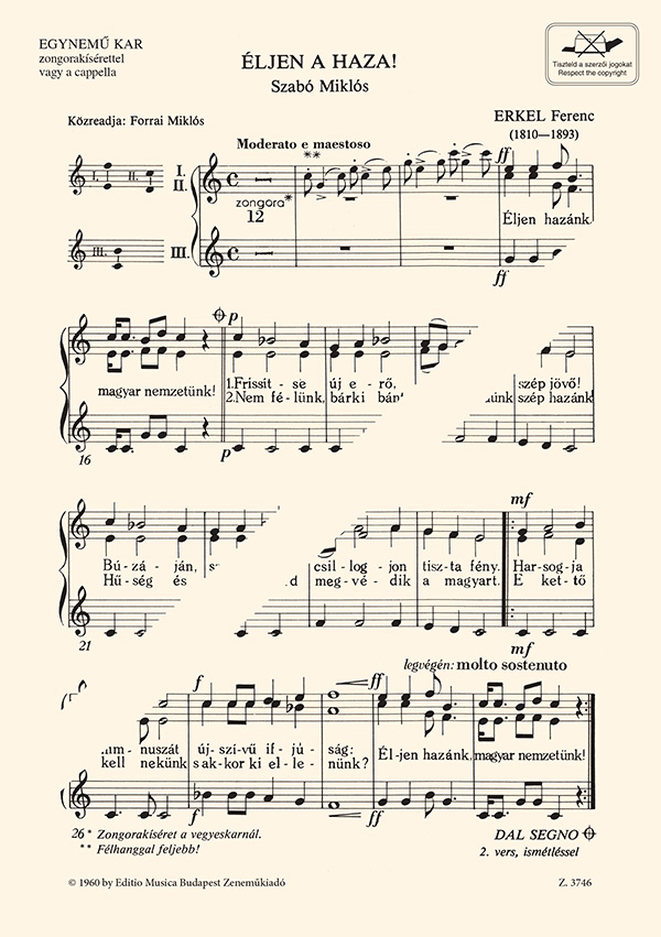 Erkel Ferenc, Liszt Ferenc Éljen a haza! - Hajnalozó&nbsp;&nbsp;&nbsp;&nbsp;Upper Voices