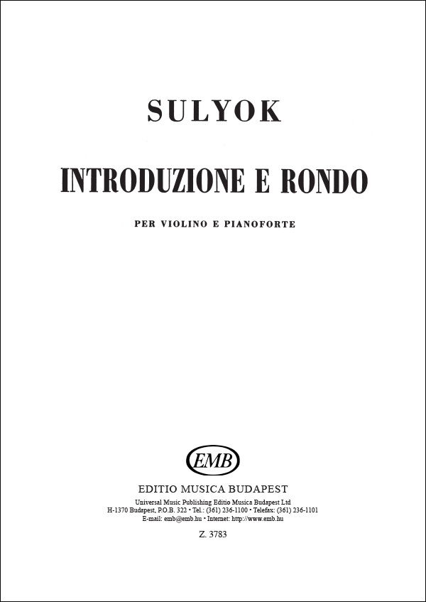 Sulyok Imre Introduzione e Rondo&nbsp;&nbsp;&nbsp;&nbsp;Violin and Piano