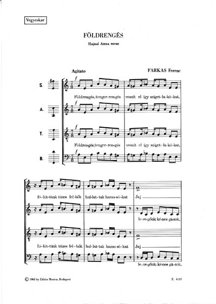 Farkas Ferenc Earthquake&nbsp;&nbsp;&nbsp;&nbsp;Mixed Voices