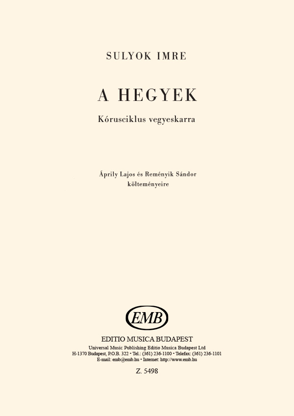 Sulyok Imre A hegyek&nbsp;&nbsp;&nbsp;&nbsp;Mixed Voices