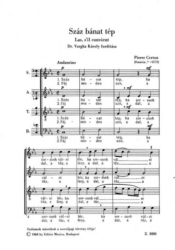 : Régi mesterek vegyeskarai&nbsp;&nbsp;&nbsp;&nbsp;Mixed Voices