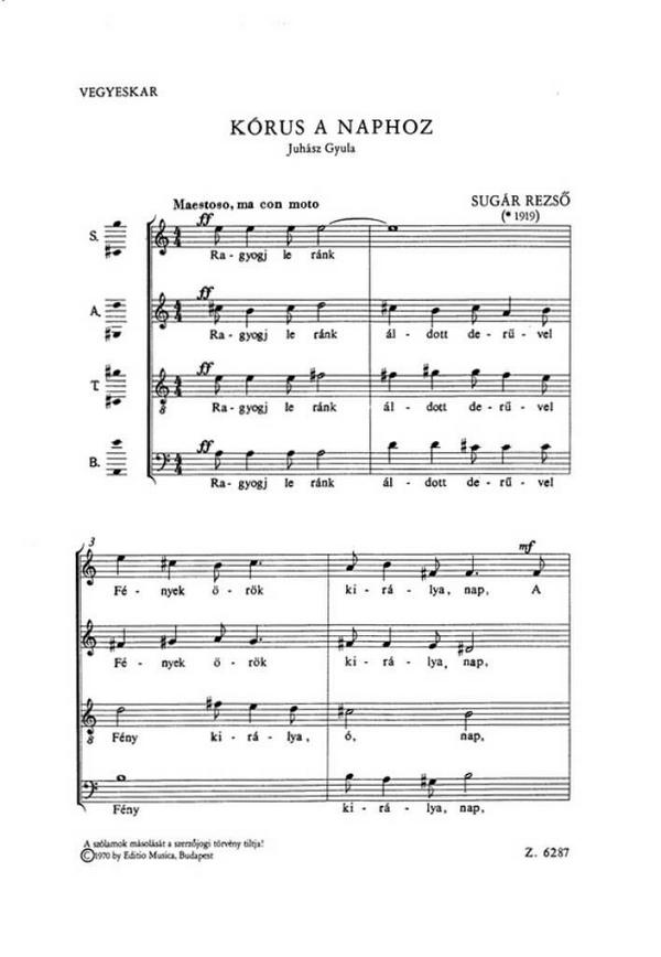 Sugár Rezsö Kórus a naphoz&nbsp;&nbsp;&nbsp;&nbsp;Mixed Voices
