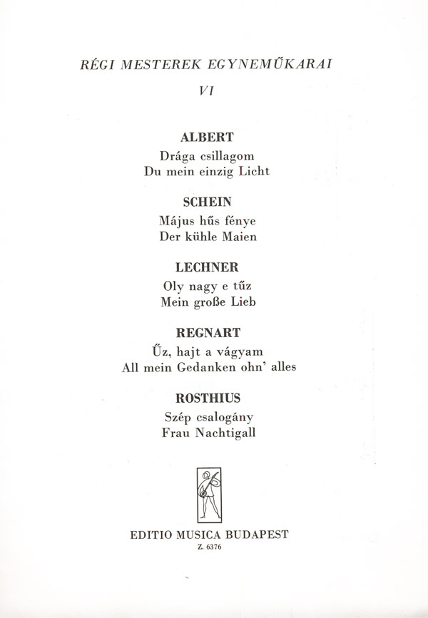 : Régi mesterek egynemökarai&nbsp;&nbsp;&nbsp;&nbsp;Upper Voices Collection