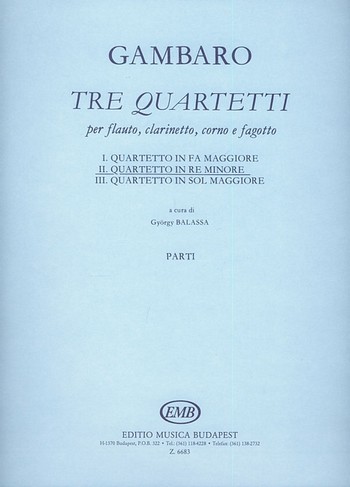 Quartetto in re minore no.2 per flauto,  clarinetto, corno e fagotto  parti