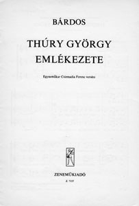 Bárdos Lajos Thury György emlékezete&nbsp;&nbsp;&nbsp;&nbsp;Upper Voices