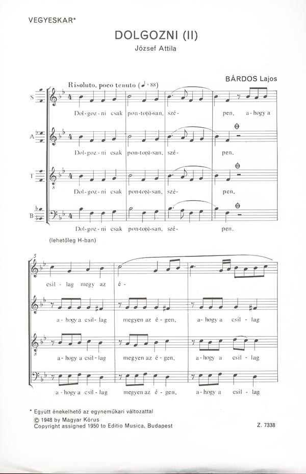 Bárdos Lajos Dolgozni II.&nbsp;&nbsp;&nbsp;&nbsp;Mixed Voices