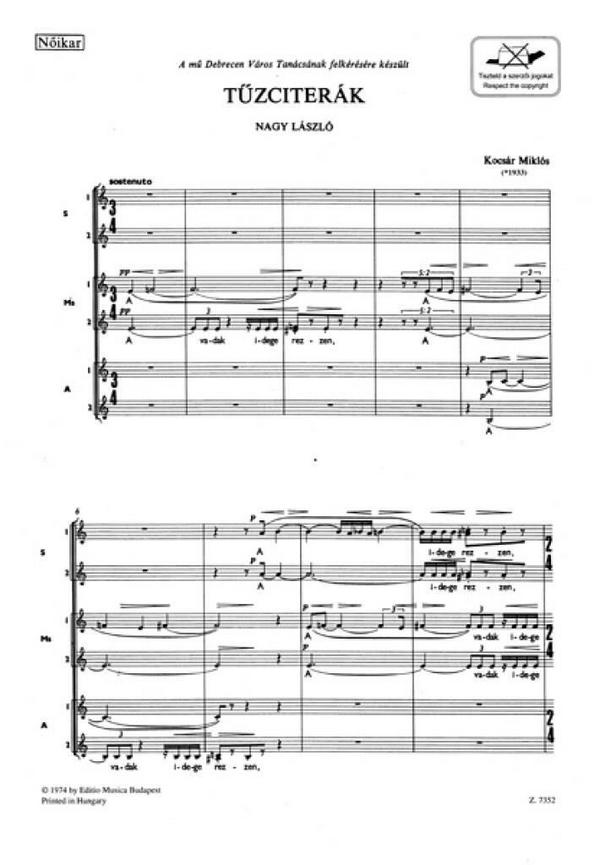 Kocsár Miklós Tözciterák&nbsp;&nbsp;&nbsp;&nbsp;Upper Voices