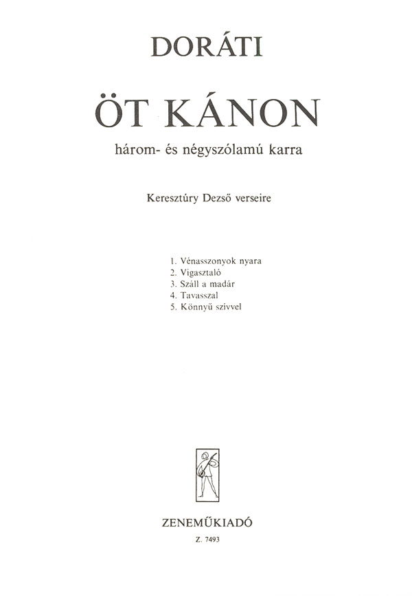 Doráti Antal Öt kánon&nbsp;&nbsp;&nbsp;&nbsp;Canon