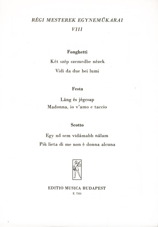 : Régi mesterek egynemökarai&nbsp;&nbsp;&nbsp;&nbsp;Upper Voices Collection