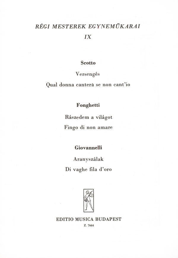 : Régi mesterek egynemökarai&nbsp;&nbsp;&nbsp;&nbsp;Upper Voices Collection