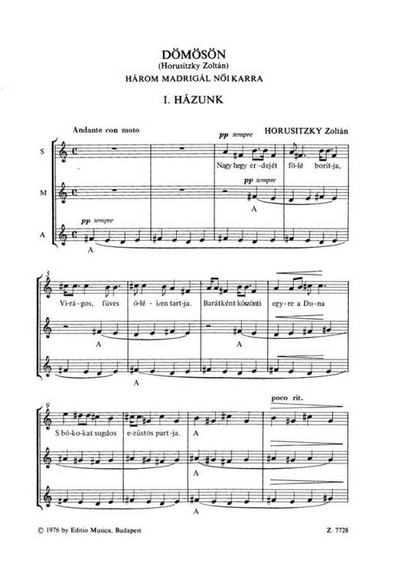 Horusitzky Zoltán Dömösön&nbsp;&nbsp;&nbsp;&nbsp;Upper Voices