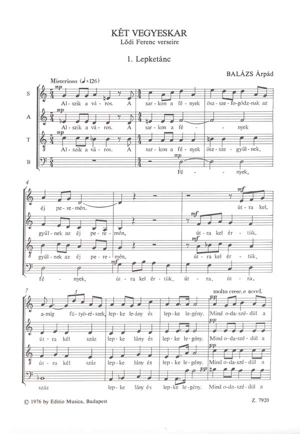 Balázs Árpád Két vegyeskar&nbsp;&nbsp;&nbsp;&nbsp;Mixed Voices