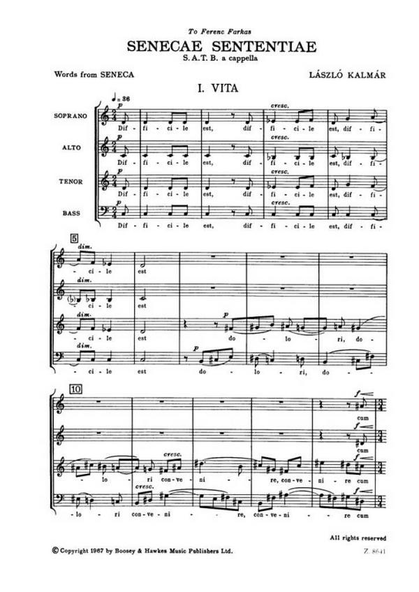 Kalmár László Senecae sententiae&nbsp;&nbsp;&nbsp;&nbsp;Mixed Voices