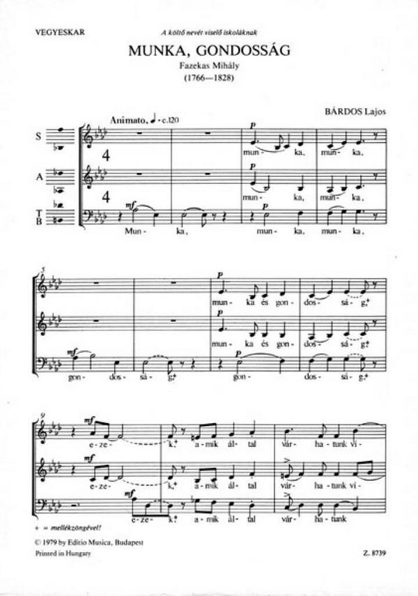 Bárdos Lajos Munka, gondosság&nbsp;&nbsp;&nbsp;&nbsp;Mixed Voices