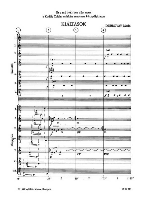 Dubrovay László Kiáltások, nöi hangok&nbsp;&nbsp;&nbsp;&nbsp;Upper Voices