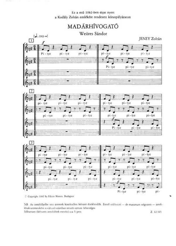 Jeney Zoltán Madárhivogató&nbsp;&nbsp;&nbsp;&nbsp;Upper Voices