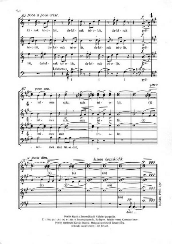 Bárdos Lajos Tavaszi szignál&nbsp;&nbsp;&nbsp;&nbsp;Mixed Voices