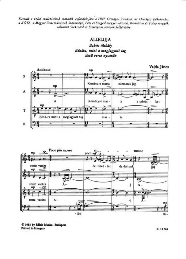 Alleluja&nbsp;&nbsp;für gem Chor a cappella&nbsp;&nbsp;Partitur (ung)