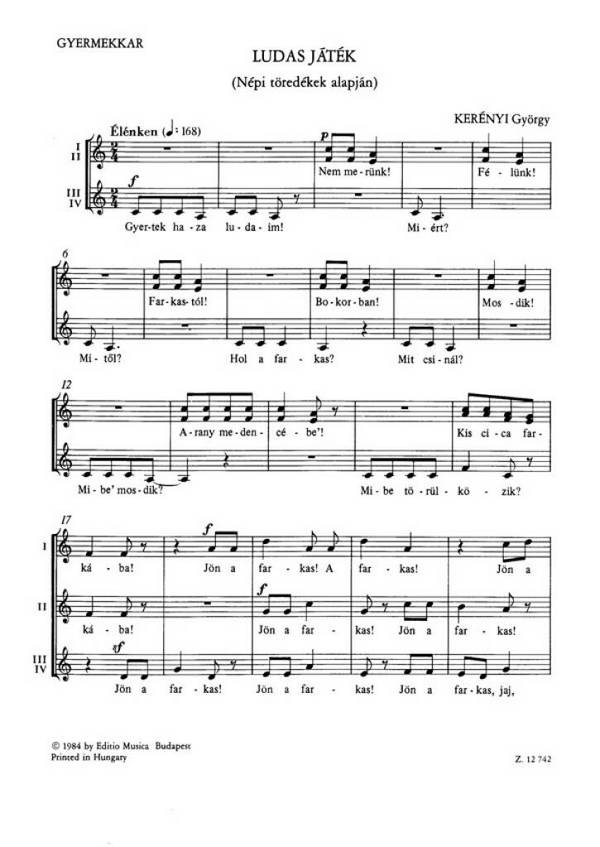 Kerényi György dr. Ludas játék&nbsp;&nbsp;&nbsp;&nbsp;Children's Choir