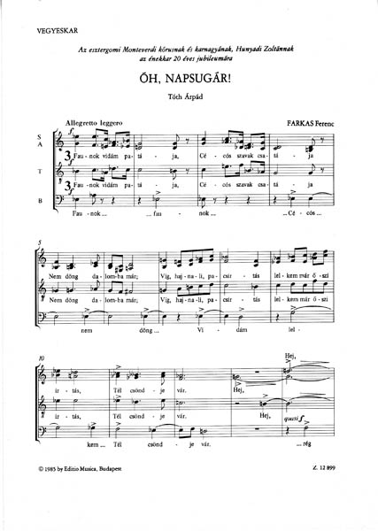 Farkas Ferenc Óh napsugár&nbsp;&nbsp;&nbsp;&nbsp;Mixed Voices