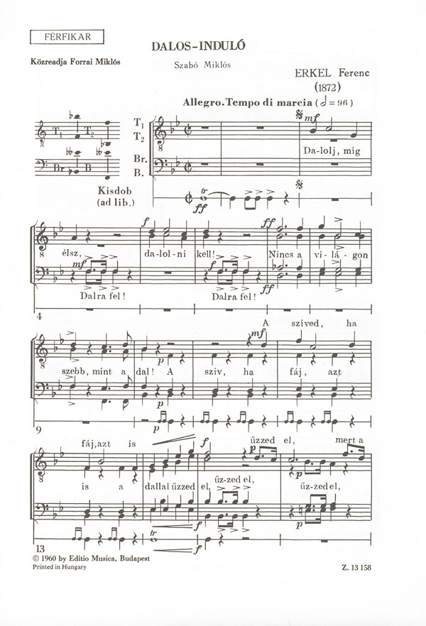 Erkel Ferenc Dalos induló&nbsp;&nbsp;&nbsp;&nbsp;Lower Voices and Accompaniment