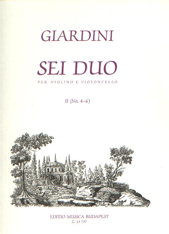 Felice de Giardini&nbsp;&nbsp;Sei Duo Per Violino E Violoncello Ii (No. 4-6)&nbsp;&nbsp;2 String Instruments