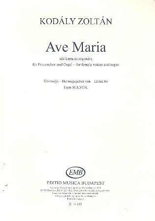 Ave Maria für Frauenchor und Orgel  Partitur  